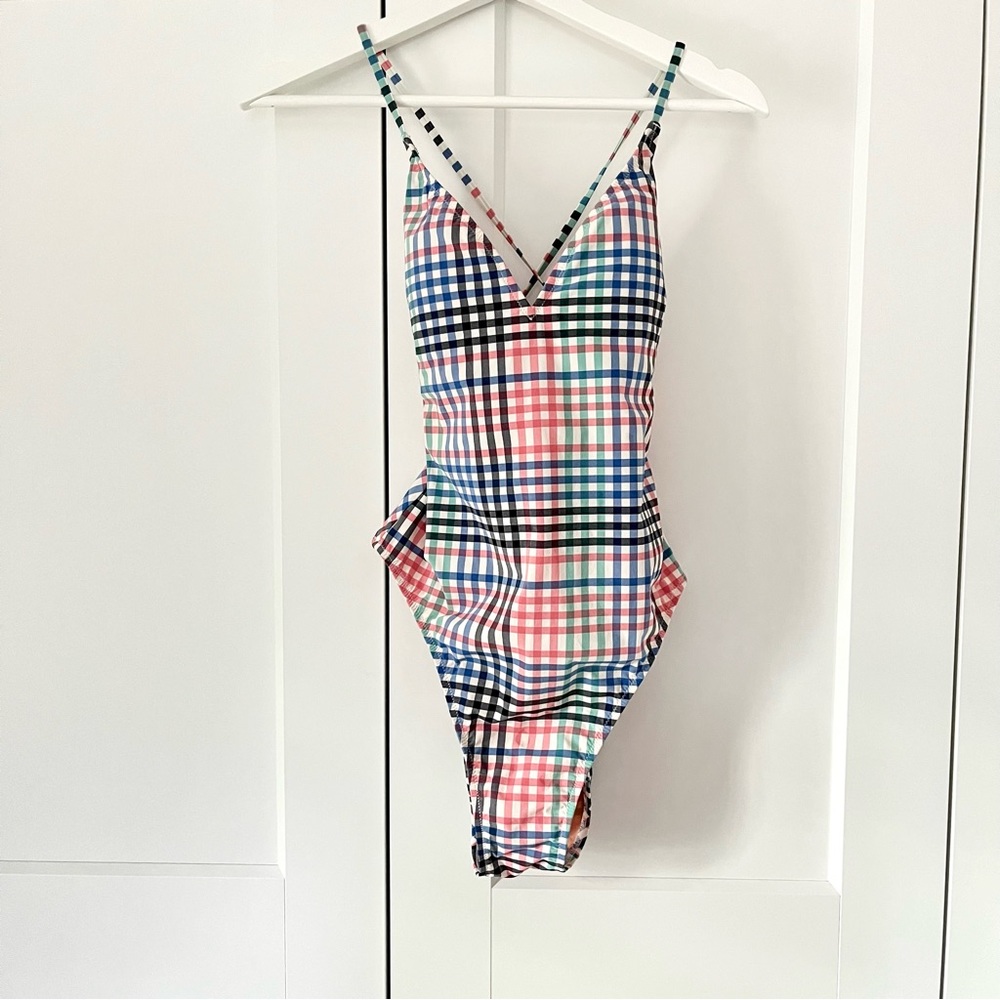 JCrew one piece bathing suit plaid multicolored sz small